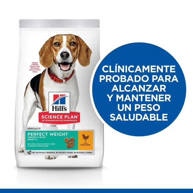 Hill'S Science Plan Adult Perfect Weight Medium Pollo 12 kg Alimento para Perros