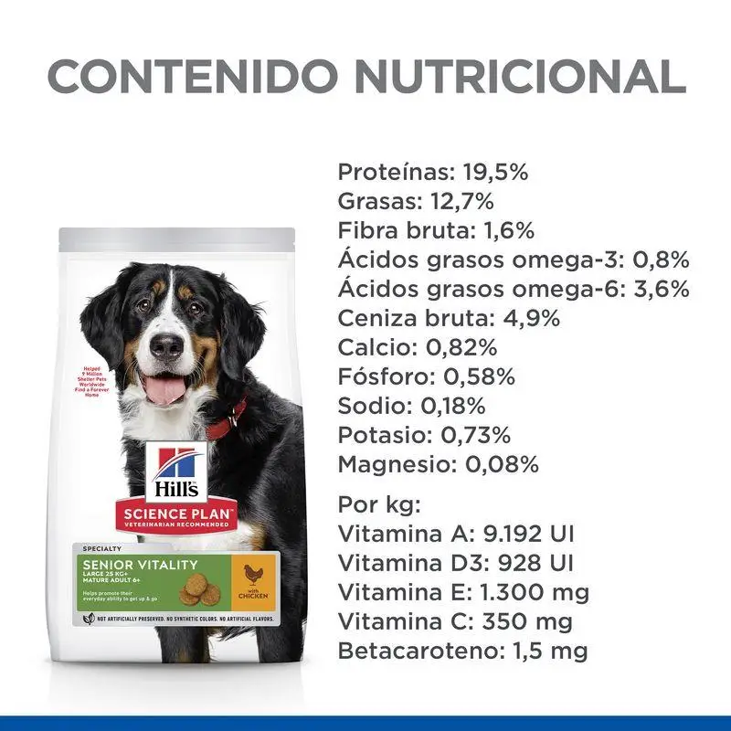Hill'S Science Plan Mature Adult 5+ Senior Vitality Large Breed Pollo 14 kg Alimento para Perros