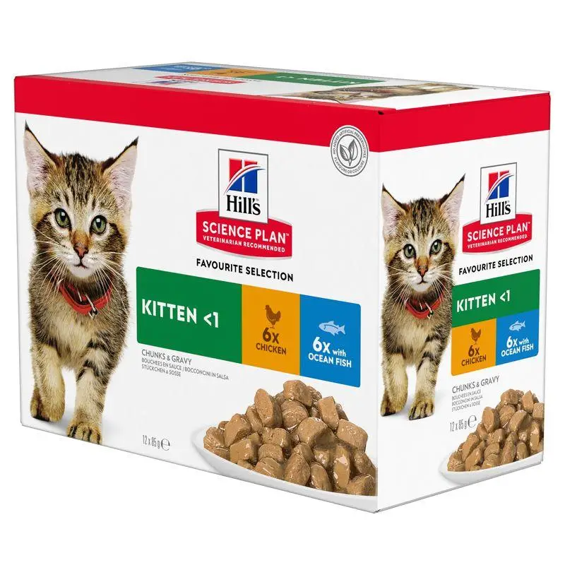 Hill'S Science Plan Kitten Pollo y Pescado Azul 85 g Pack 12 uds Sobre Alimento para Gatos