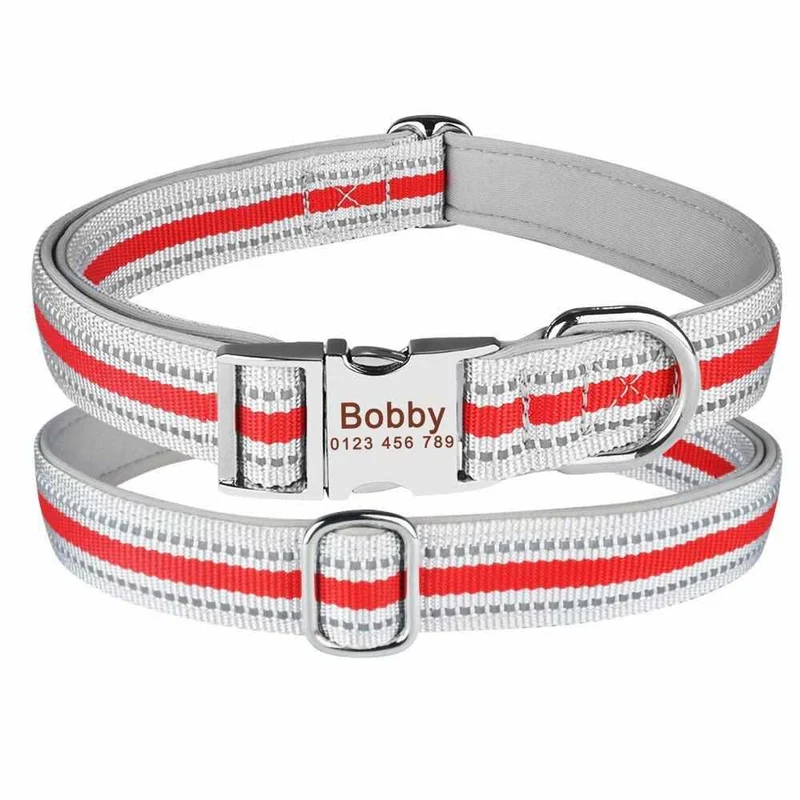 Stark reflejaktierendes Hundehalsband mit Namen graviert
