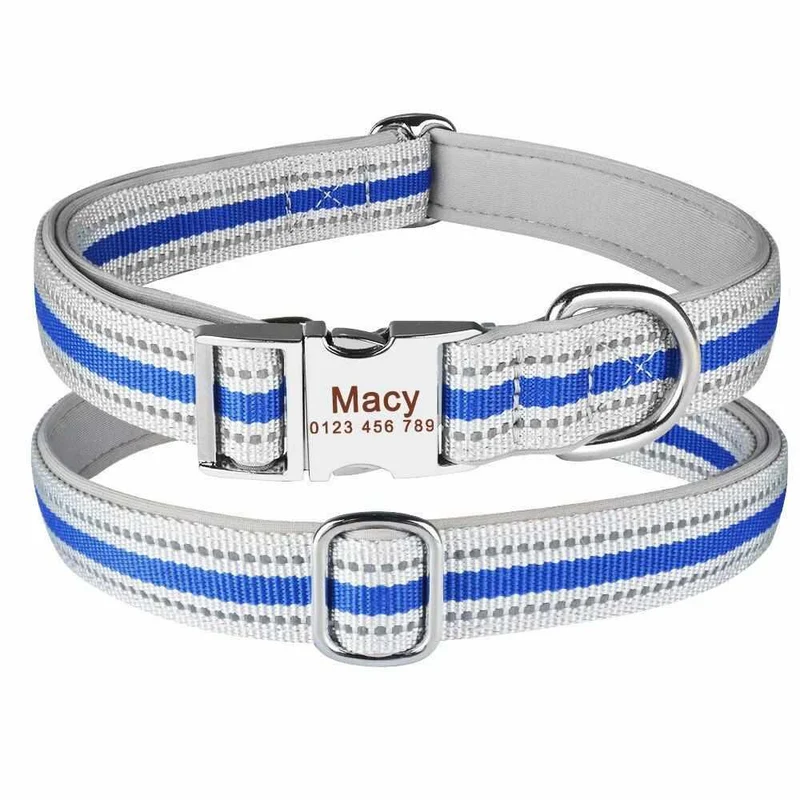 Stark reflejaktierendes Hundehalsband mit Namen graviert