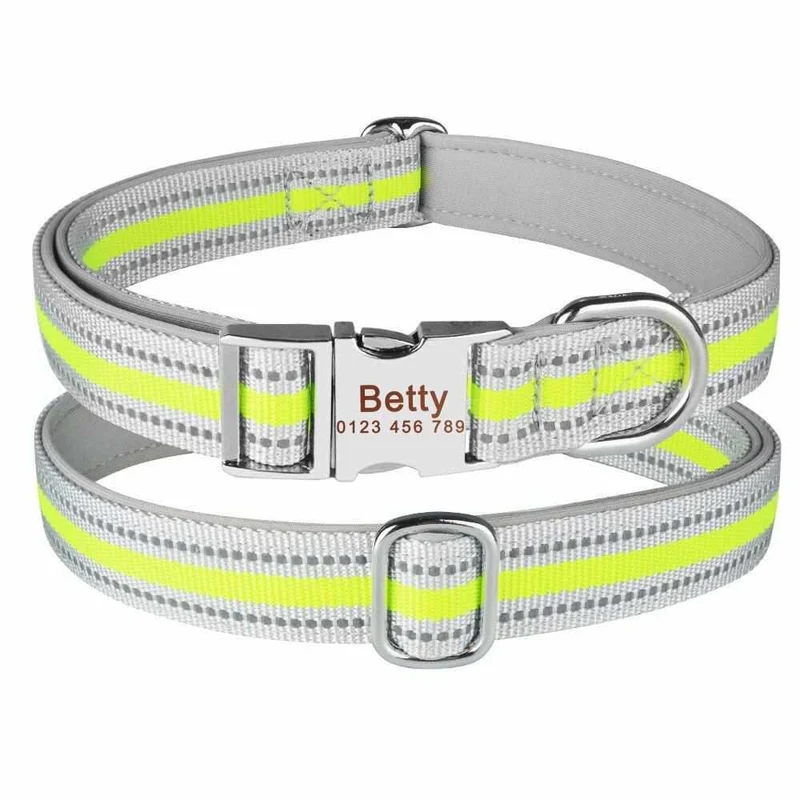 Stark reflejaktierendes Hundehalsband mit Namen graviert
