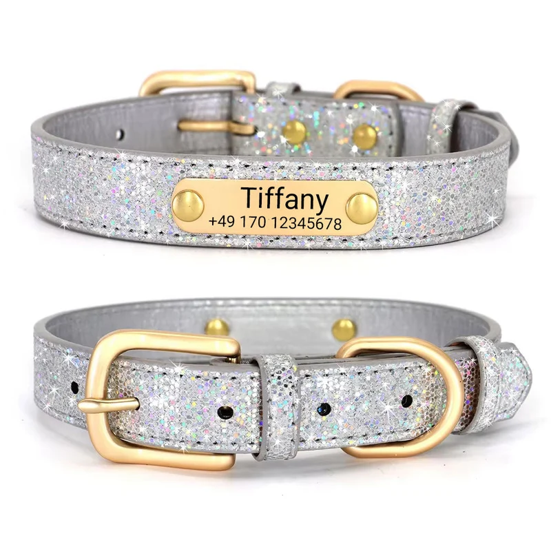 Hundehalsband "Tiffany" con nombre y teléfono personalizados. Incluye lasergravur.