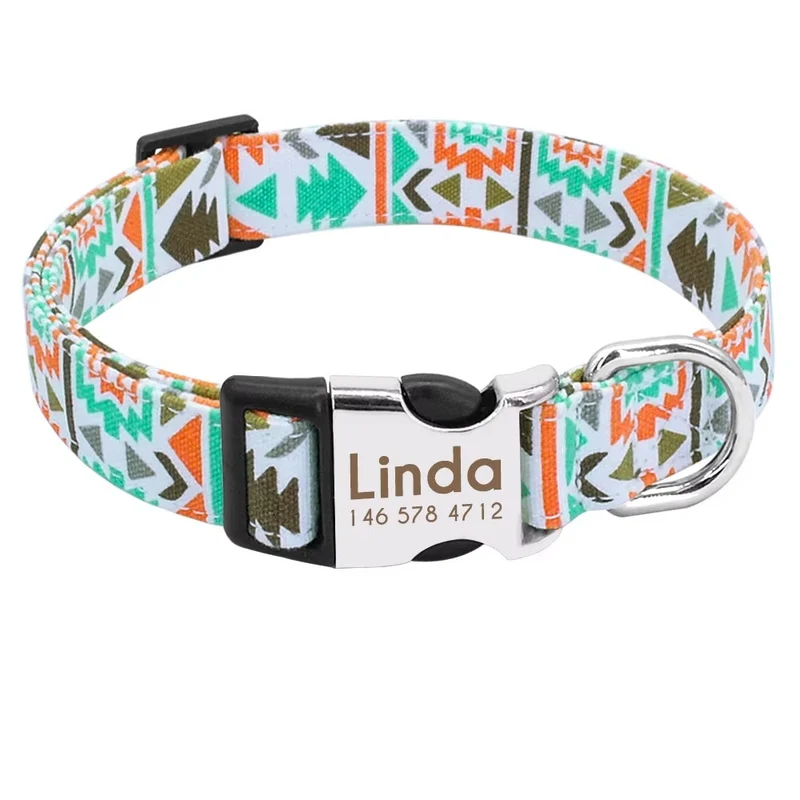 Banda para perros "Gipsy" con nombre y teléfono graviert, estilo Nylon Deco