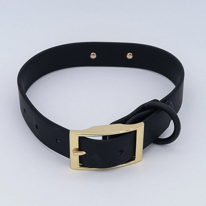 Wasserfestes Biothane Hundehalsband "Baxter" mit Gravur – Nombre y número de teléfono – Exterior – Verde o Negro – S, M, L