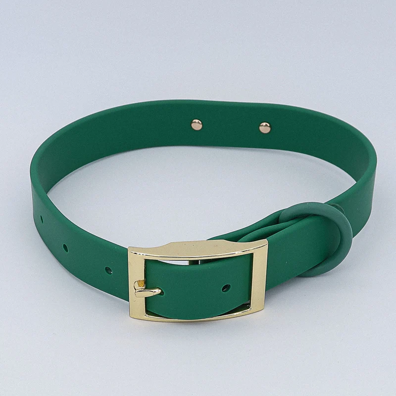 Wasserfestes Biothane Hundehalsband "Baxter" mit Gravur – Nombre y número de teléfono – Exterior – Verde o Negro – S, M, L