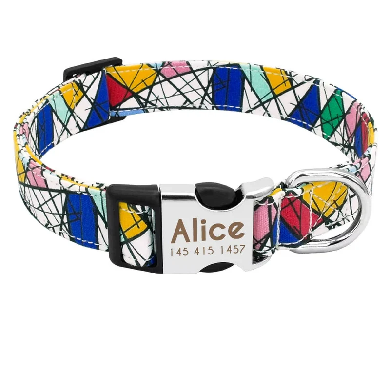 Hundehalsband "Miro" mit Namen und Telefon graviert, Nylon, Estilo artístico