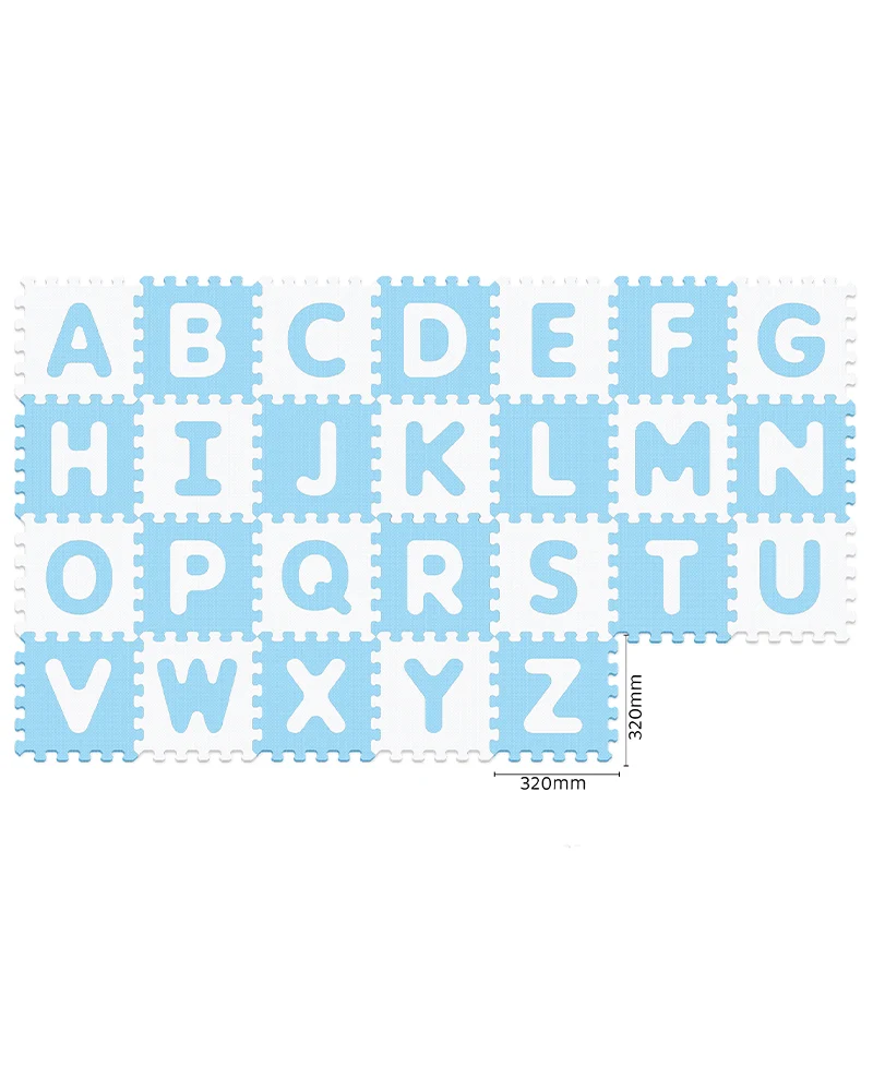 Sunta Tapis Puzzle Alphabets Souple Antibactérien - Bleu & Blanc