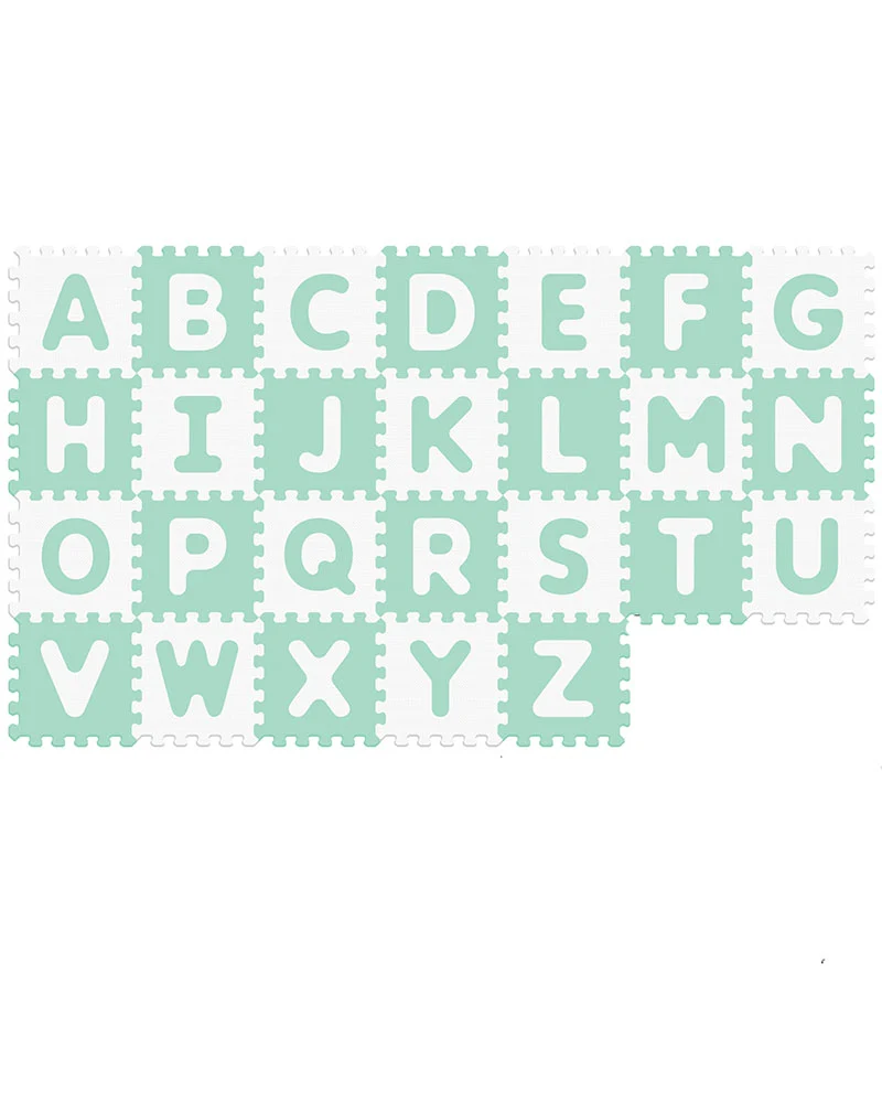 Sunta Tapis Puzzle Alphabets Souple Antibactérien - Vert & Blanc