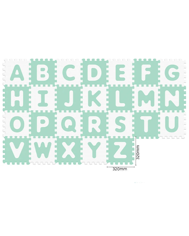 Sunta Tapis Puzzle Alphabets Souple Antibactérien - Vert & Blanc