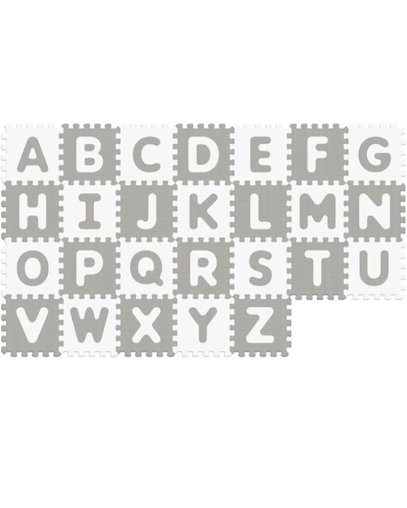Sunta Tapis Puzzle Alphabets Souple Antibactérien - Gris & Blanc