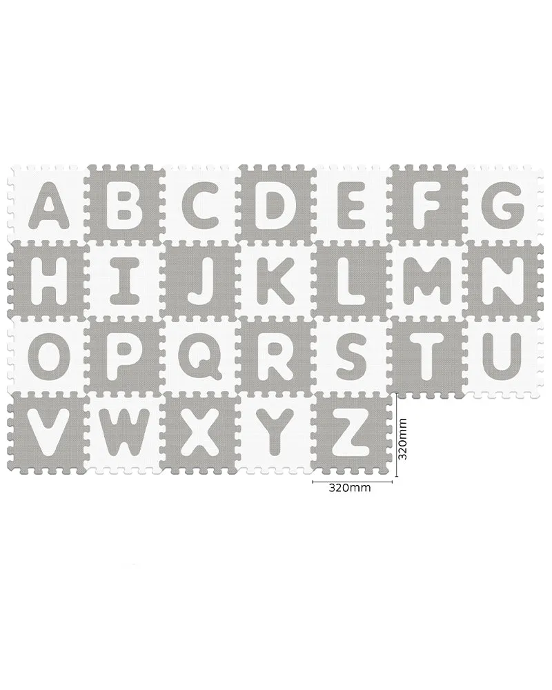 Sunta Tapis Puzzle Alphabets Souple Antibactérien - Gris & Blanc