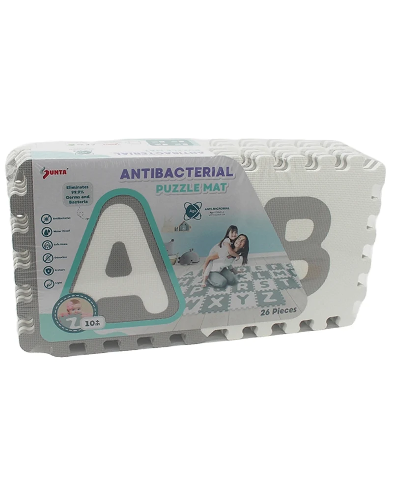 Sunta Tapis Puzzle Alphabets Souple Antibactérien - Gris & Blanc
