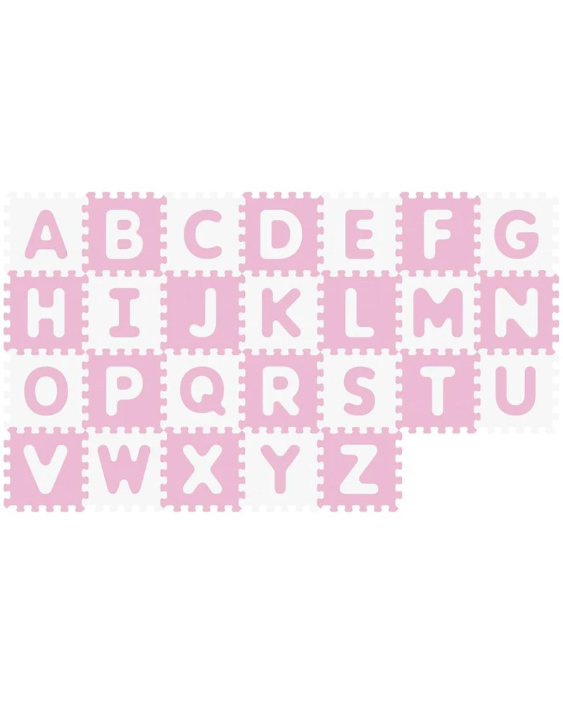 Sunta Tapis Puzzle Alphabets Souple Antibactérien - Rose & Blanc