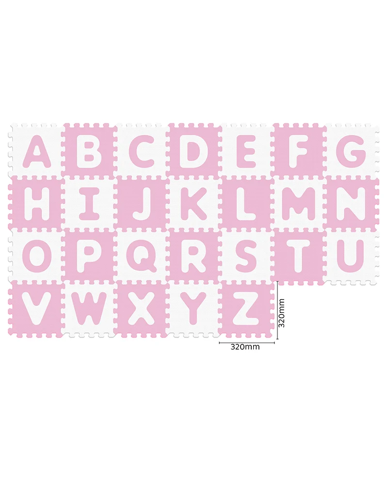 Sunta Tapis Puzzle Alphabets Souple Antibactérien - Rose & Blanc
