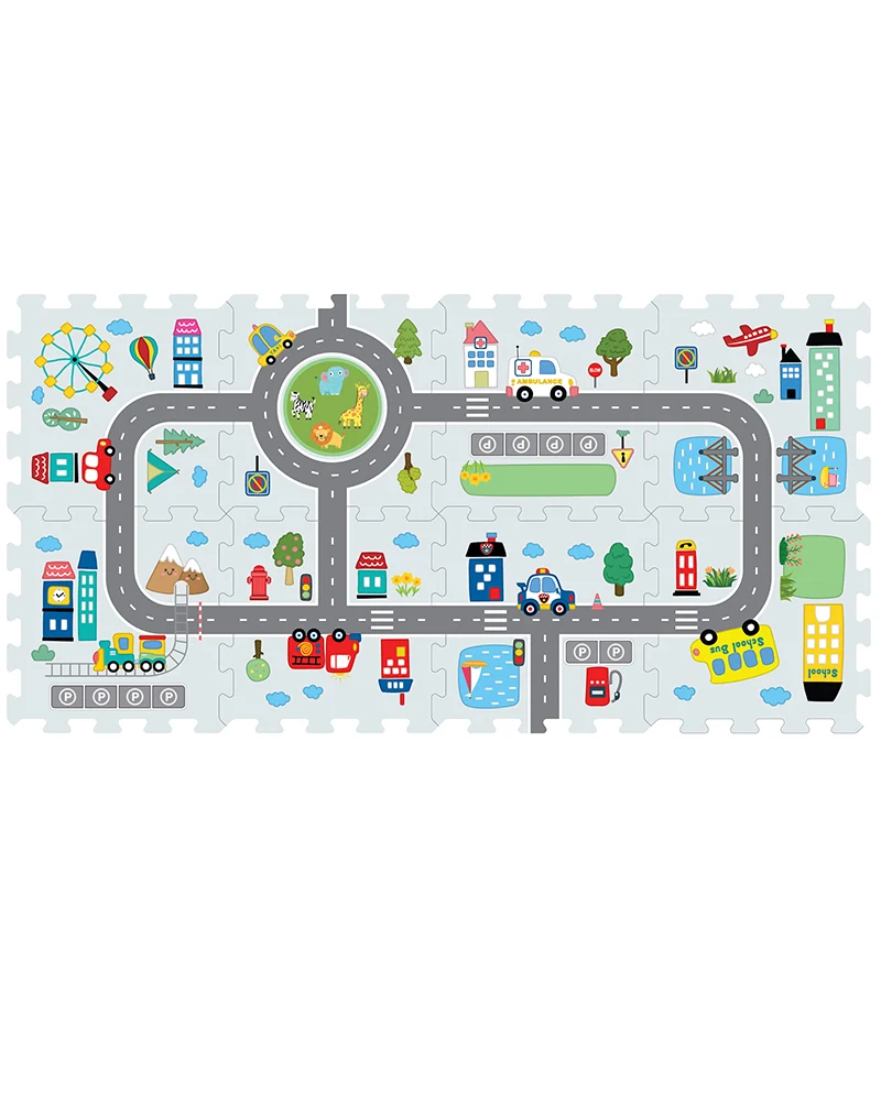 Sunta Tapis Puzzle Imprimé 8 Pièces - Piste Routière
