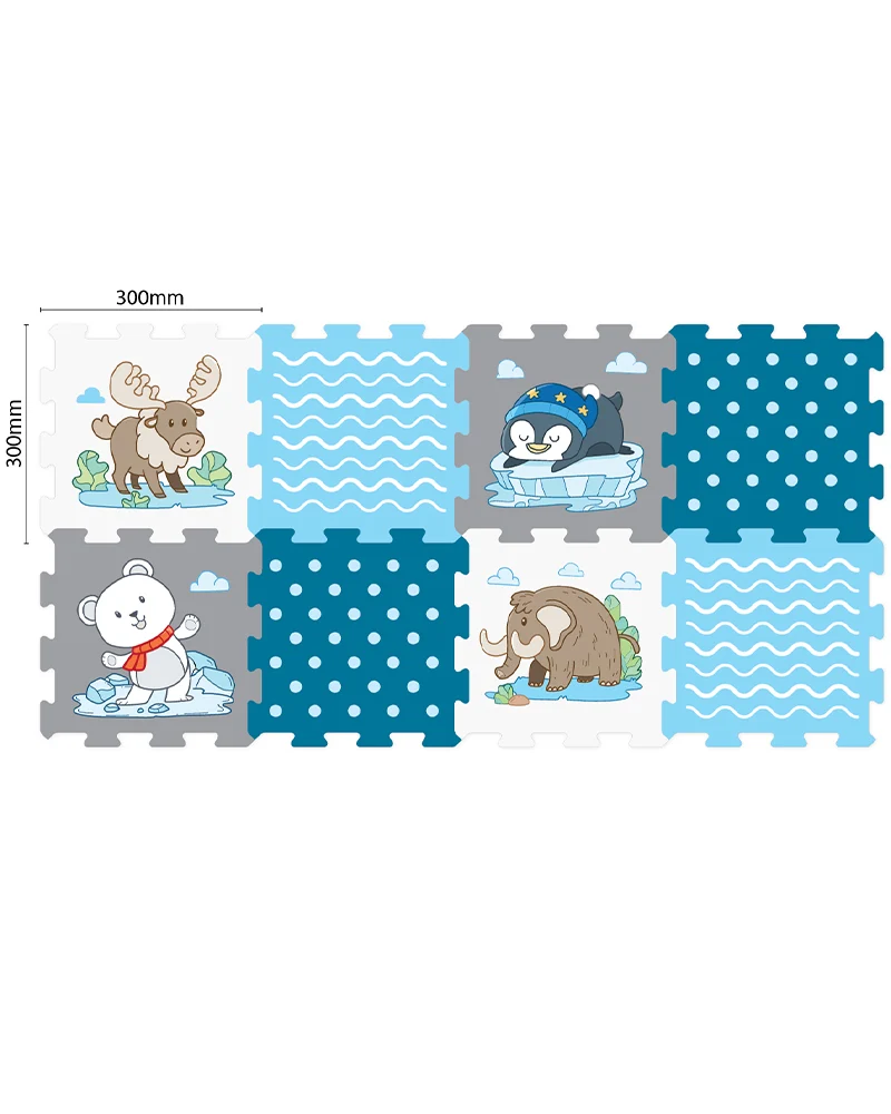 Sunta Tapis Puzzle Imprimé 8 Pièces - Animaux Arctiques