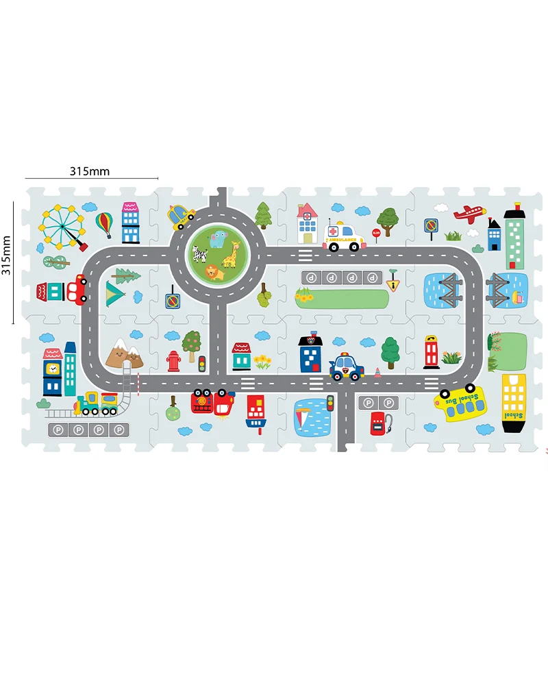 Sunta Tapis Puzzle Imprimé - Piste Routière avec Voitures