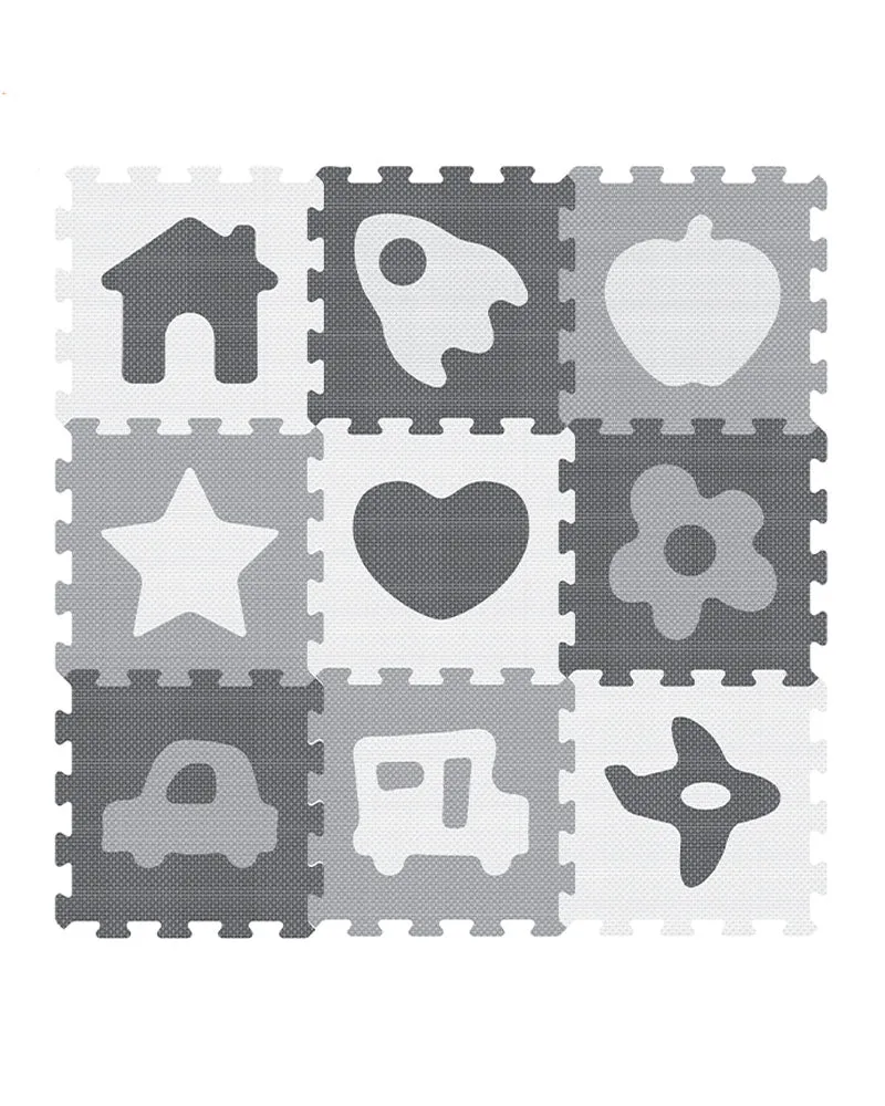 Sunta Tapis Puzzle Mix - Gris & Blanc