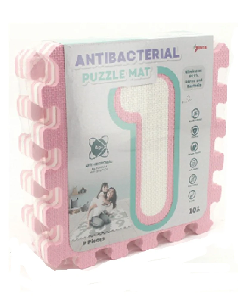 Sunta Tapis Puzzle Numéros Souple Antibactérien - Rose & Blanc