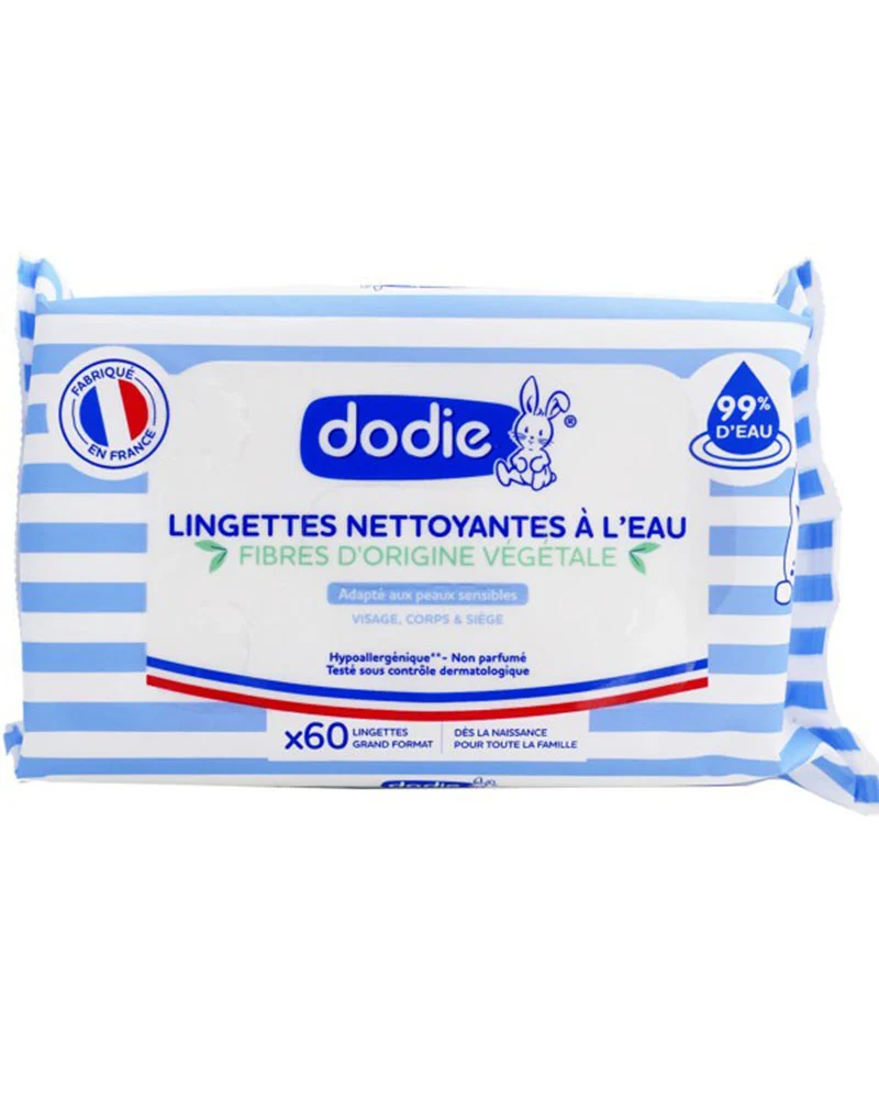 Lingettes Dodie Nettoyantes Dermo-Apaisantes 3 en 1 x60