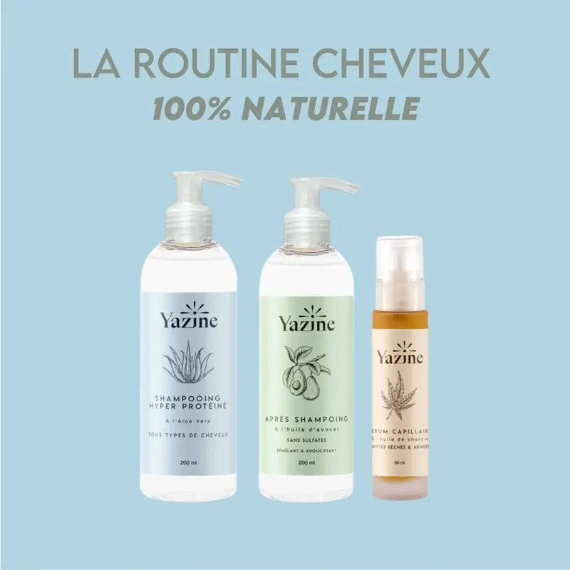 Yazine Routine Cheveux au Naturel (Shampoing + Après Shampoing + Sérum Capillaire)