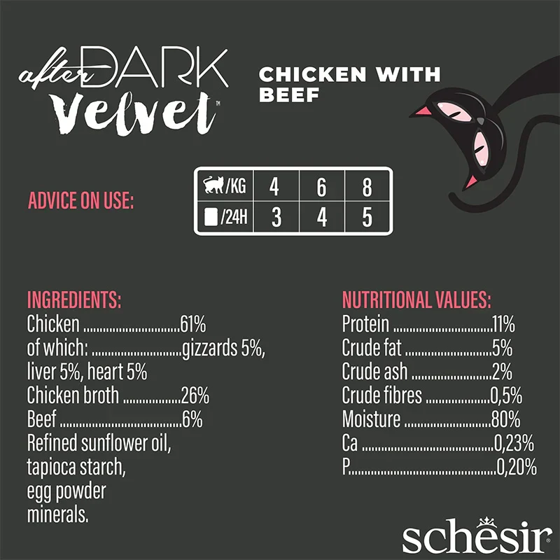 Schesir After Dark Velvet Mousse Chicken With Beef Wet Cat Food In Mousse 80G