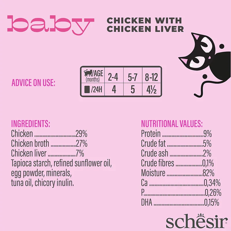 Schesir Baby Mousse Chicken With Chicken Liver Kitten Wet Cat Food 70G