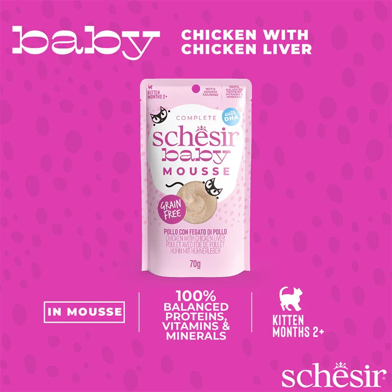 Schesir Baby Mousse Chicken With Chicken Liver Kitten Wet Cat Food 70G