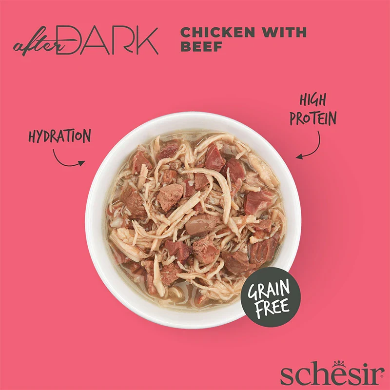Schesir After Dark Wholefood In Broth Chicken With Beef Wet Cat Food 80G