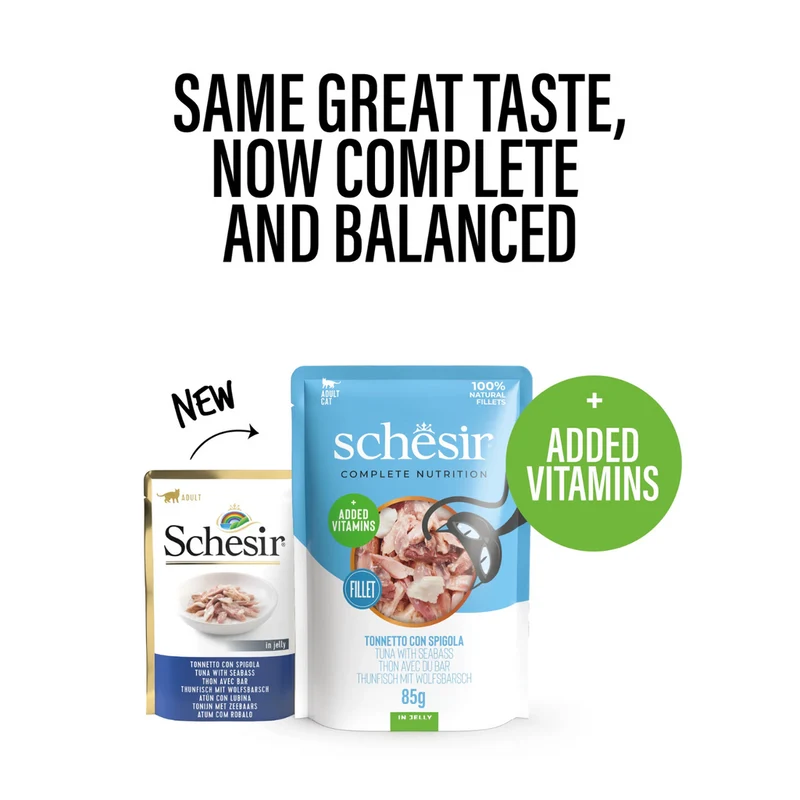 Schesir Tuna with Sea Bass in Jelly Adult Wet Cat Food 85G