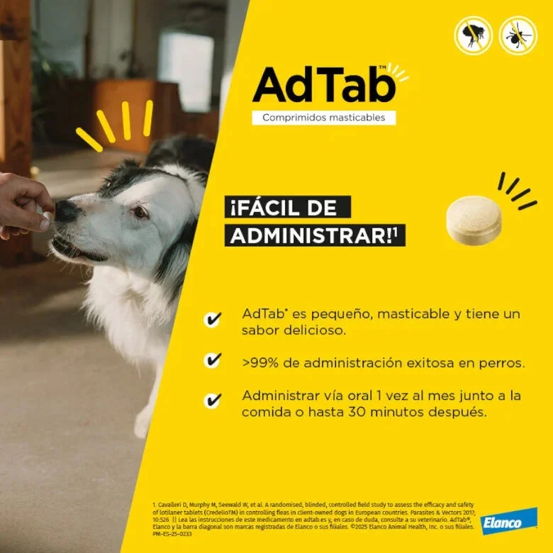 AdTab Comprimido Masticable Antiparasitario para Perros (1 ud)