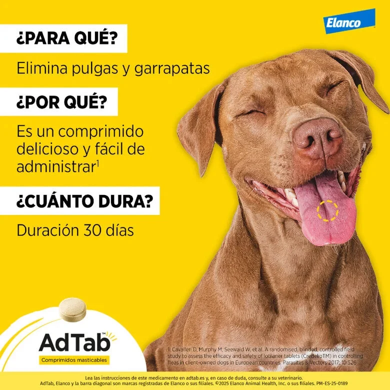 AdTab Comprimido Masticable Antiparasitario para Perros (1 ud)