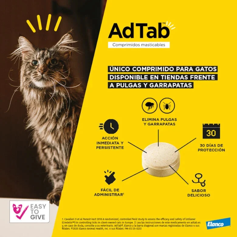 AdTab Comprimido Masticable Antiparasitario para Gatos (1 ud)