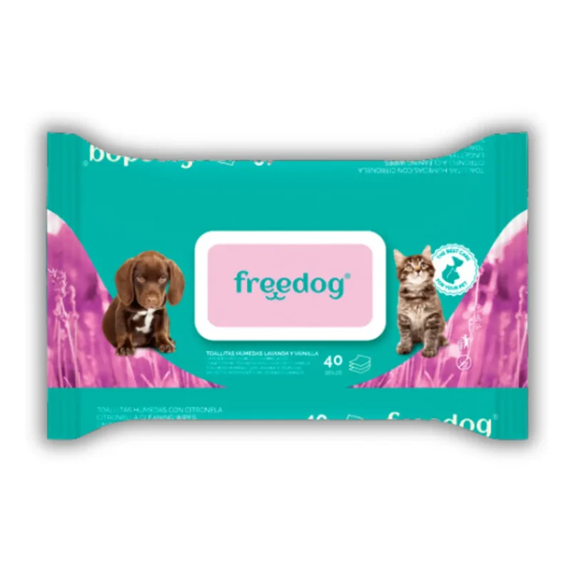 Toallitas Húmedas Lavanda y Vainilla Freedog 40Udes 28X18 cm