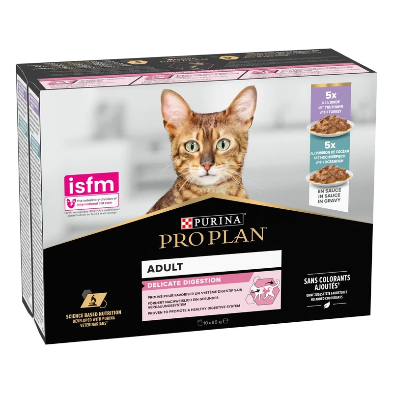 Pro Plan Cat Sobre Delicate Pescado y Pavo Pack 10X85 g