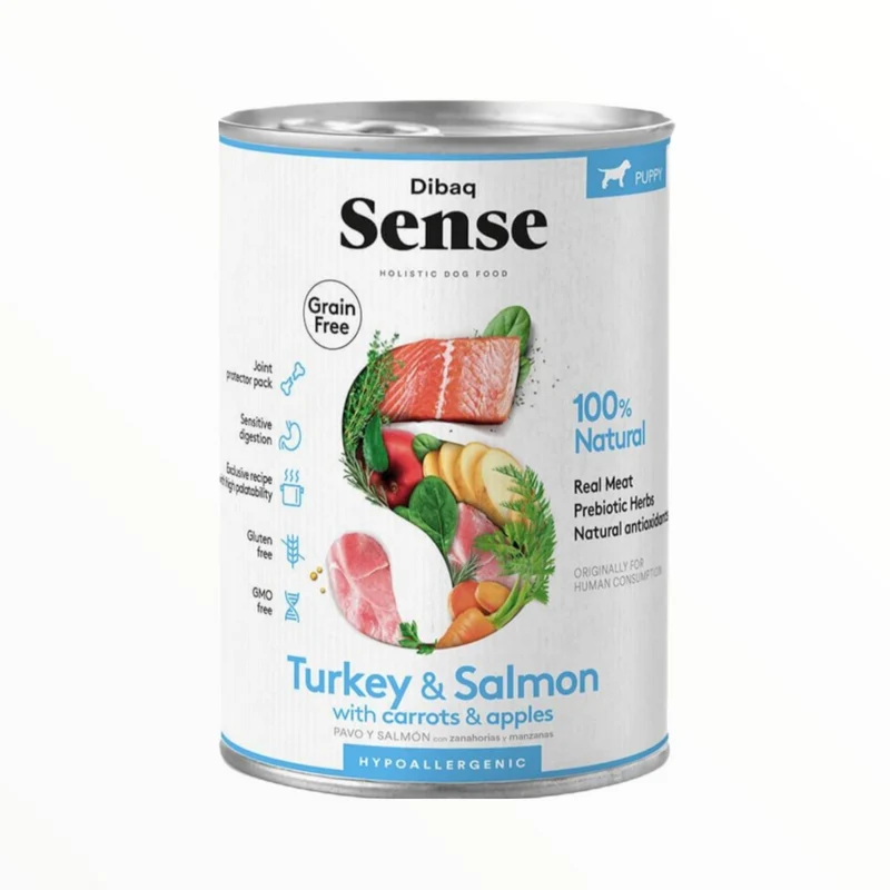 Dibaq Sense Pavo y Salmón Cachorros 380g — Comida Húmeda Sin Cereales