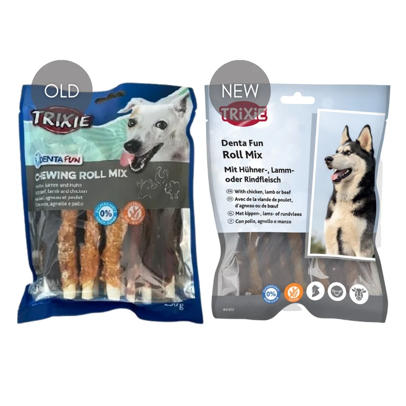 Trixie Denta Fun Chewing Roll Mix Dog Chew Treats 250G