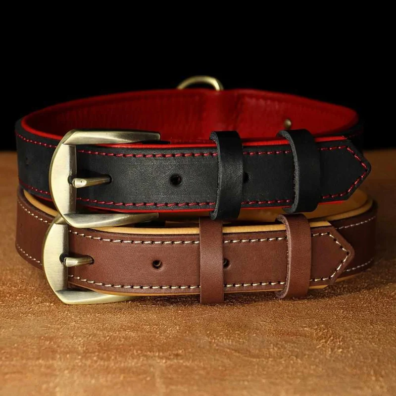 Exclusivos Leder Hundehalsband mit Namen und Telefon graviert