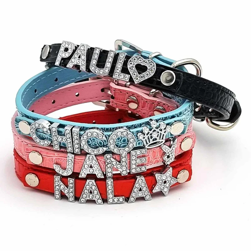 Cooles Kroko Hundehalsband personalizado con Glitzersteinen + Símbolo