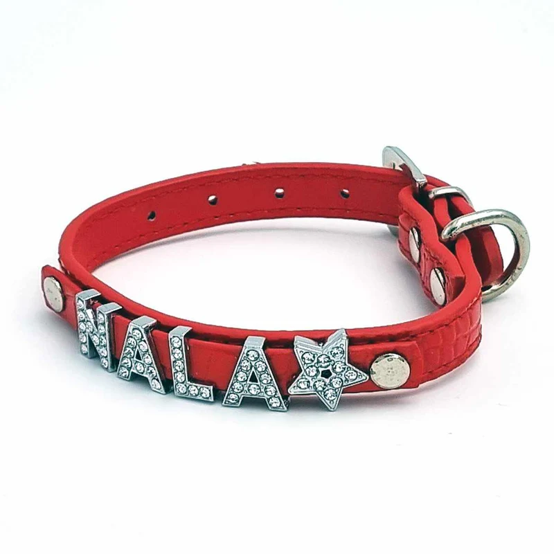 Cooles Kroko Hundehalsband personalizado con Glitzersteinen + Símbolo