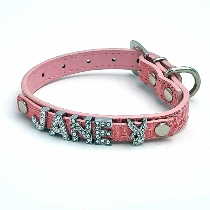 Cooles Kroko Hundehalsband personalizado con Glitzersteinen + Símbolo