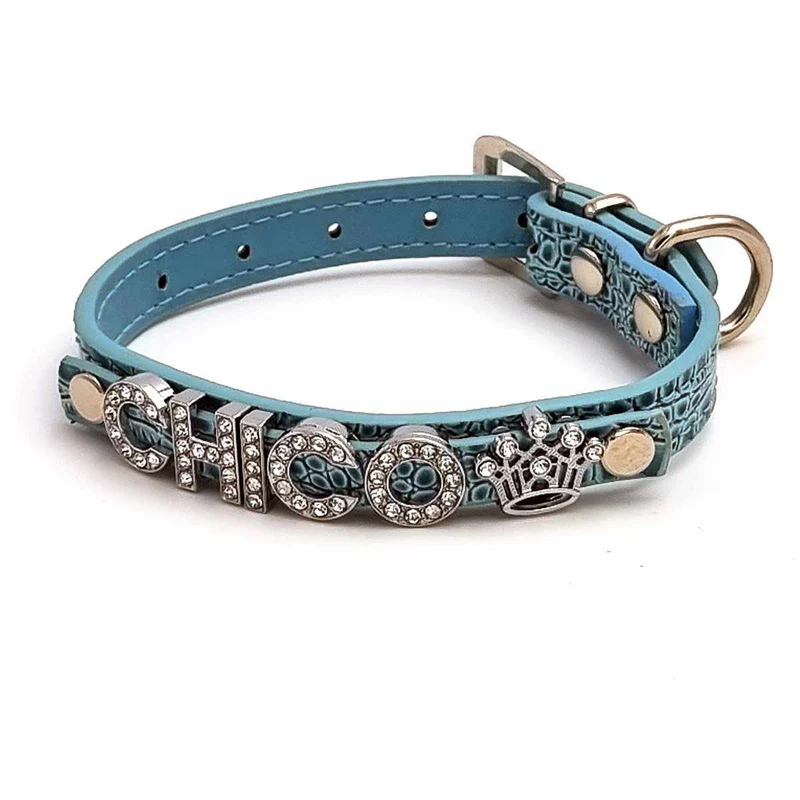 Cooles Kroko Hundehalsband personalizado con Glitzersteinen + Símbolo