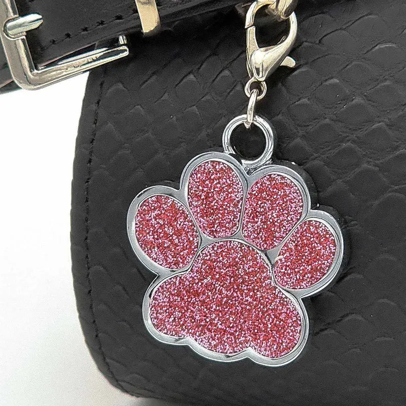 Personalisierte Hundemarke in Pfötchenform – Metallmarke mit kostenloser Gravur für Hunde & Katzen – Glitzernde Farben, verschiedene Größen und Designs