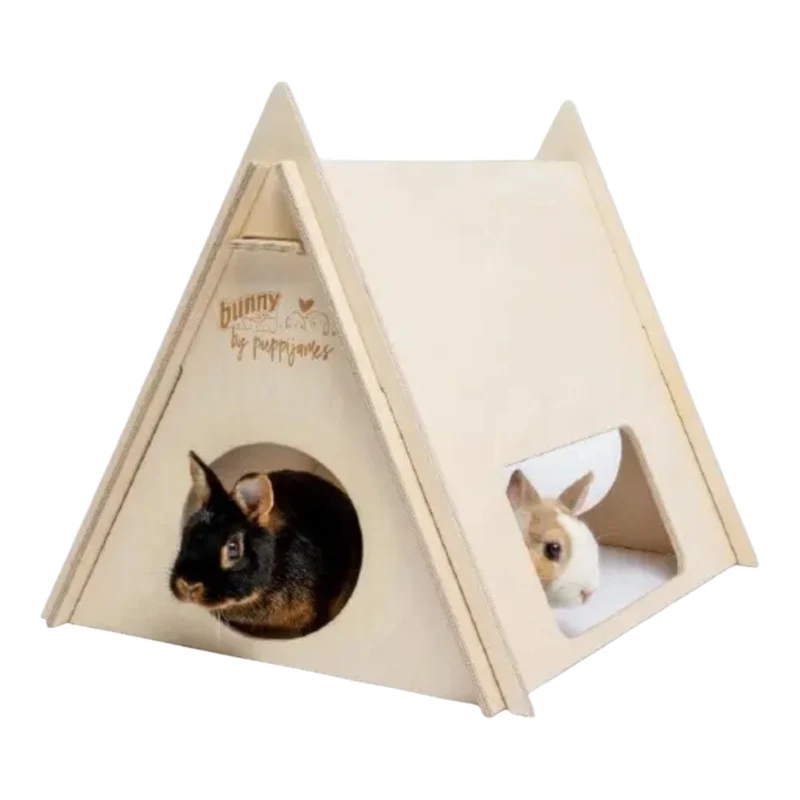 Bunny Tippy Madera Campsite para Conejos — Tienda Refugio Natural
