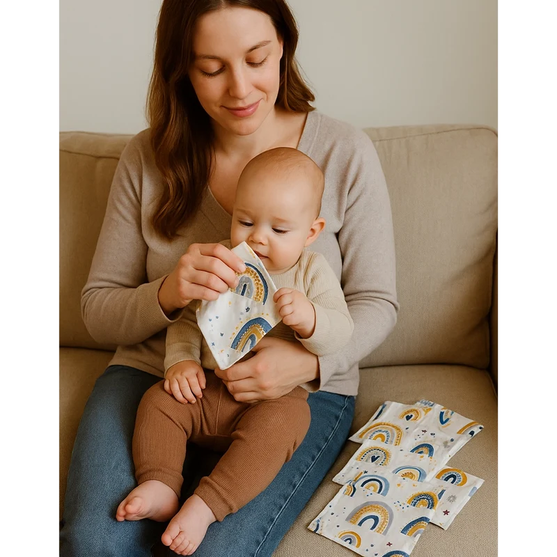 Babymat Lot de 6 Lingettes en Tissu - Happiness Bleu
