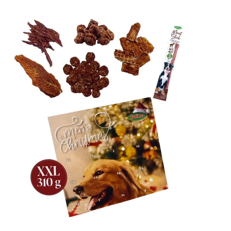 Calendario de Adviento para perros Bubimex — 24 snacks de carne deshidratada