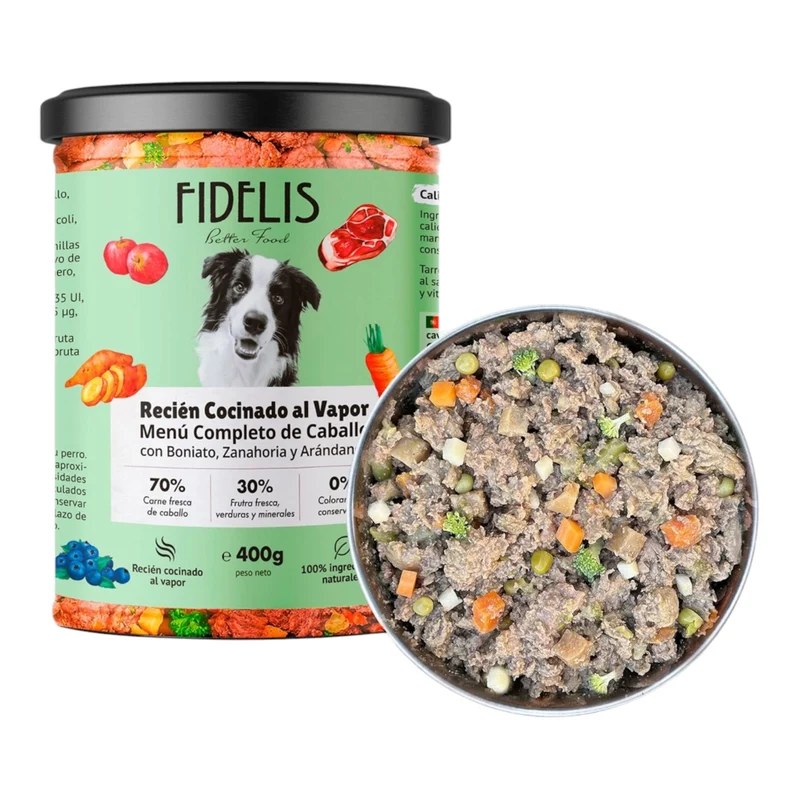 Fidelis Caballo con boniato, zanahoria y arándanos (tarro de 400 g)