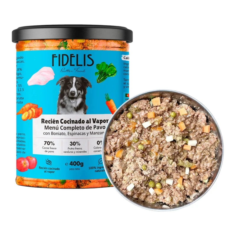 Fidelis Pavo con boniato, espinacas y manzana (tarro de 400 g)