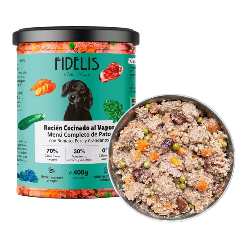 Fidelis Pato con boniato, pera y arándanos (tarro de 400 g)